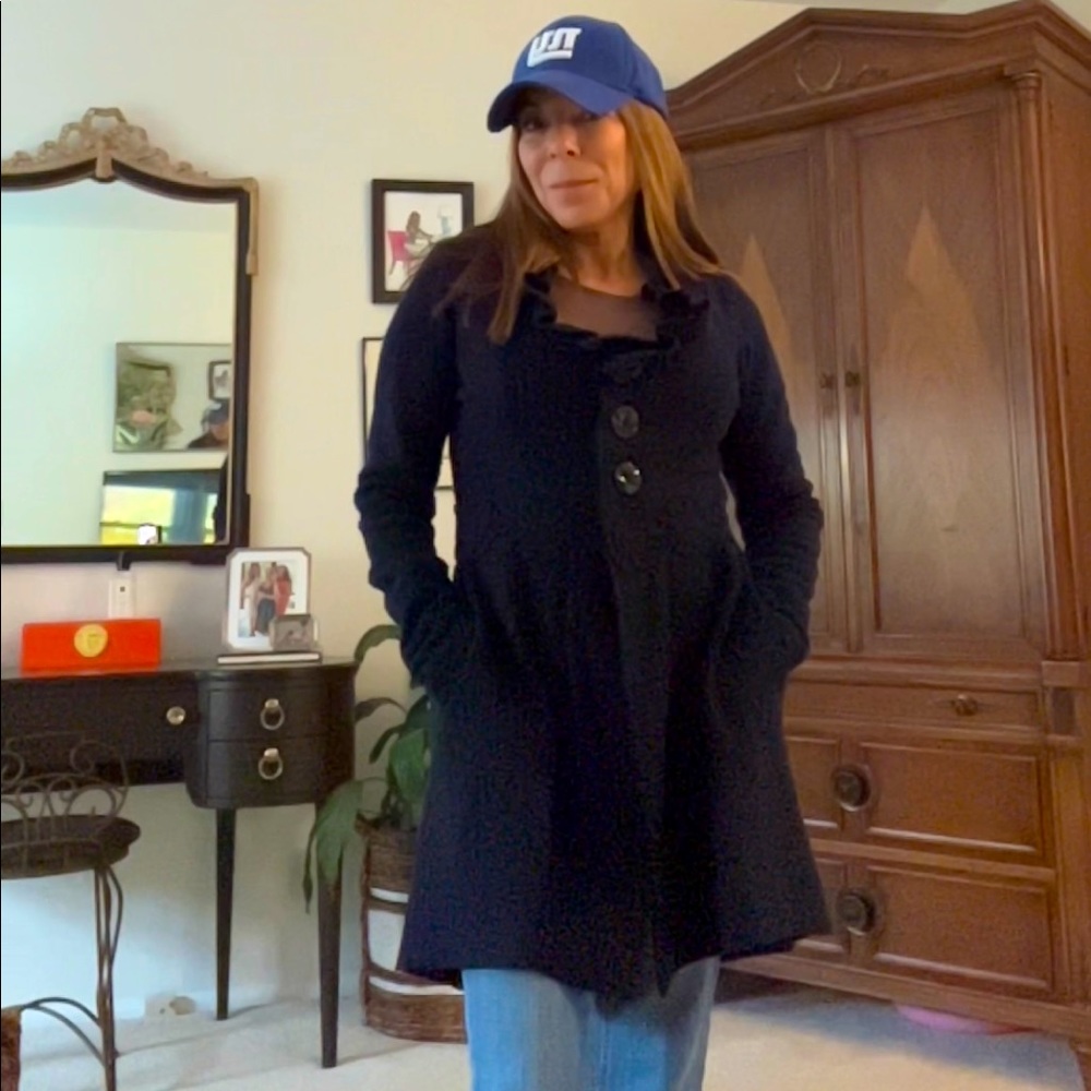 Anthropologie Charlie & Robin blue boiled wool sweater coat. Size M